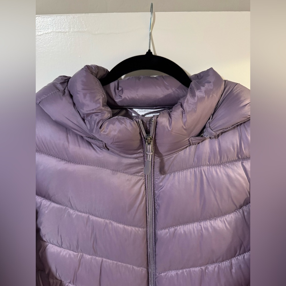 Charter Club 4x Women's Purple packable Puffer Jacket with hood bag included - Picture 8 of 10